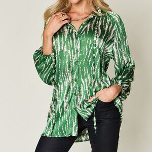 NWT Double Take Full Size Printed Button Up Long Sleeve Shirt